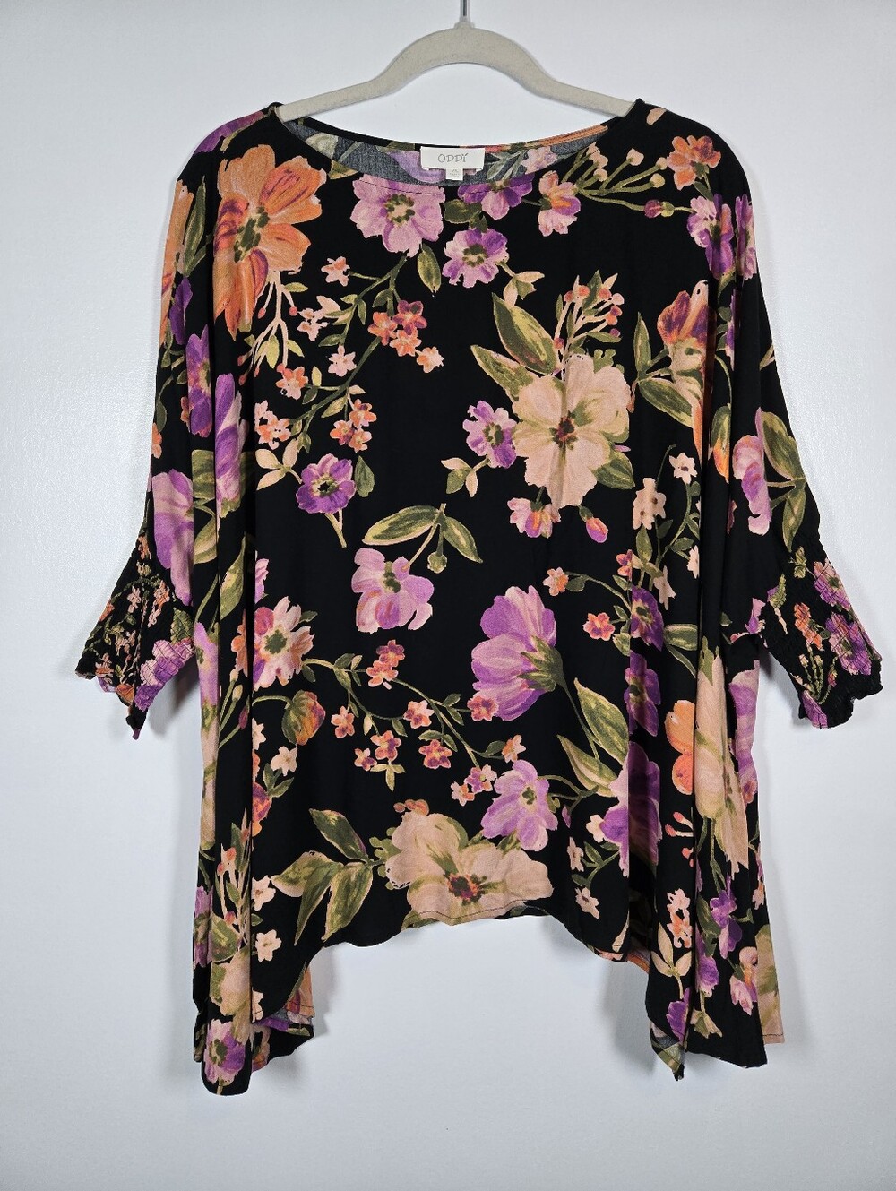 ODDY Floral Oversized Drapey Flowy Dolman Blouse Top Size M/L